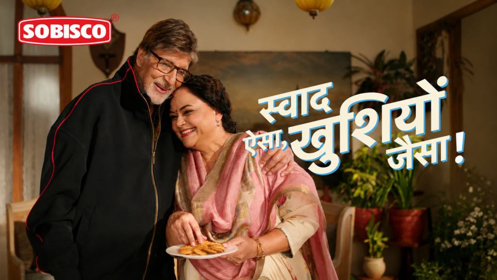Sobisco campaign showing an older couple smiling while holding a plate of food.