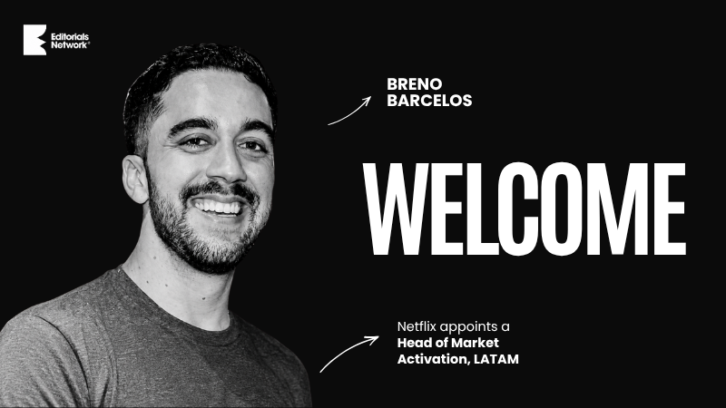 Welcome graphic announcing Breno Barcelos's market-activation appointment at Netflix.