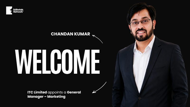 Welcome graphic announcing Chandan Kumar's marketing appointment at ITC Limited.