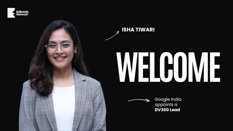 Welcome graphic announcing Isha Tiwari's appointment at Google India.