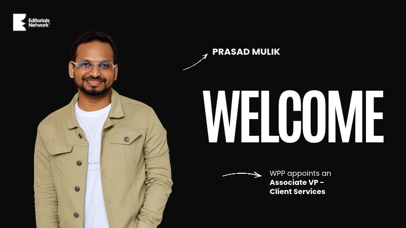 Welcome graphic announcing Prasad Mulik's client-services appointment at WPP Media.