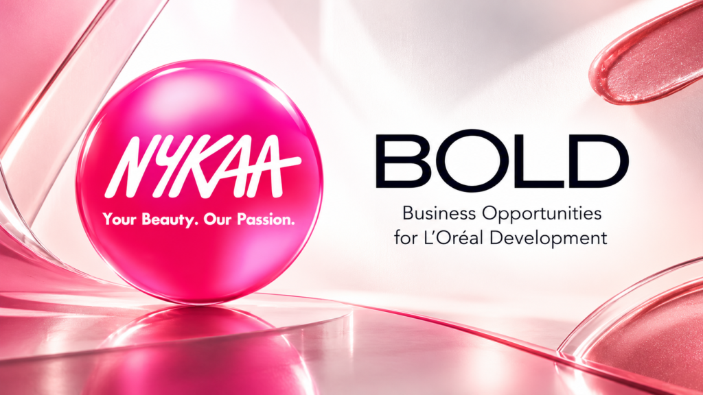 Nykaa and BOLD logos announcing their beauty-brand partnership.