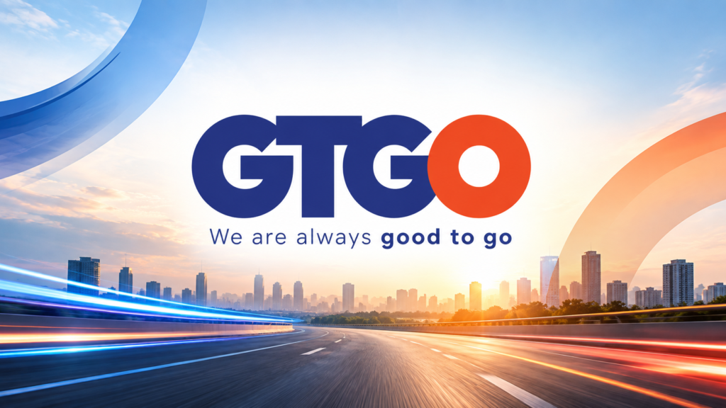 GTGO logo with the tagline We are always good to go above a city-road illustration.