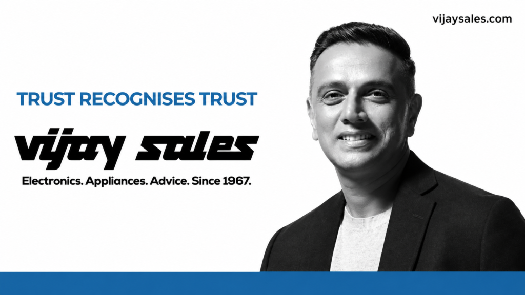 Vijay Sales campaign portrait with the message Trust Recognises Trust.