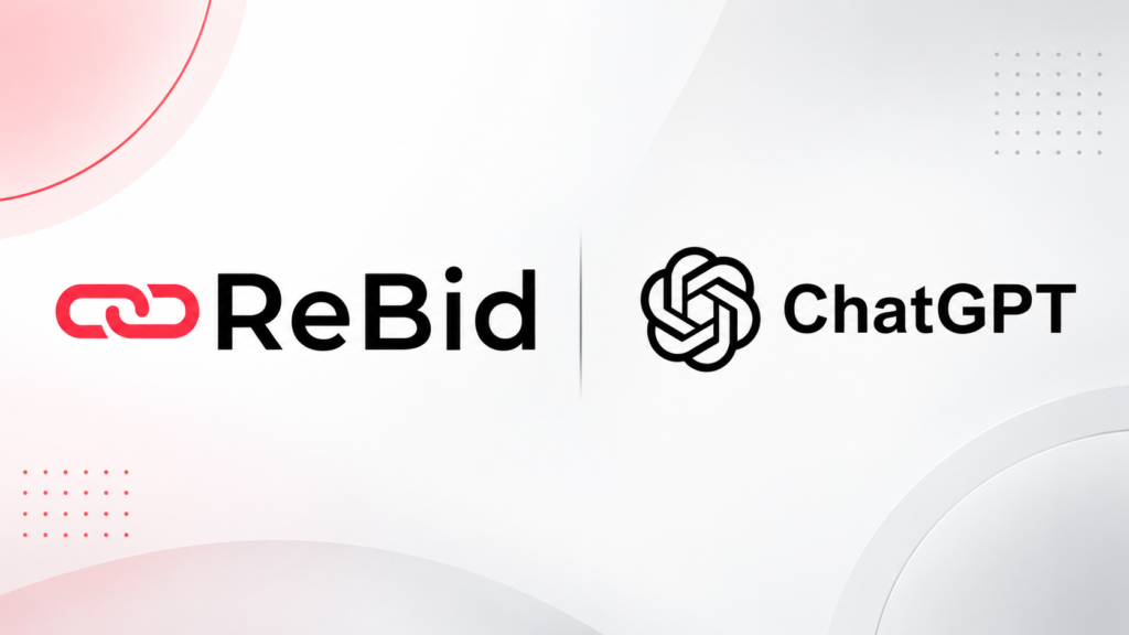 ReBid and ChatGPT logos on a pale background.