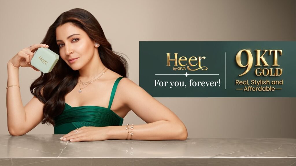 Heer by GIVA 9KT gold campaign featuring a woman wearing jewellery.